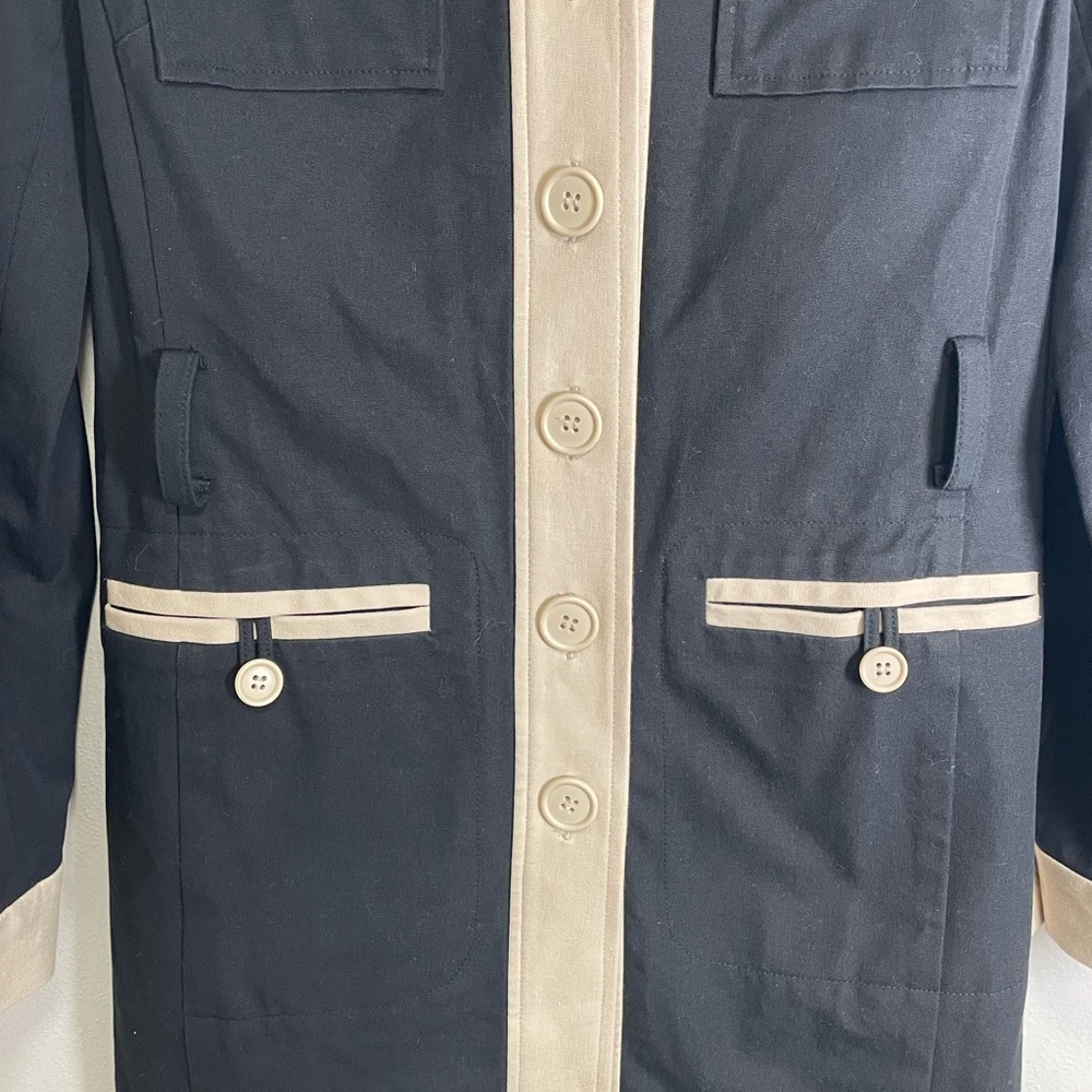 INC Black and Cream Trench Coat - Picture 5 of 9